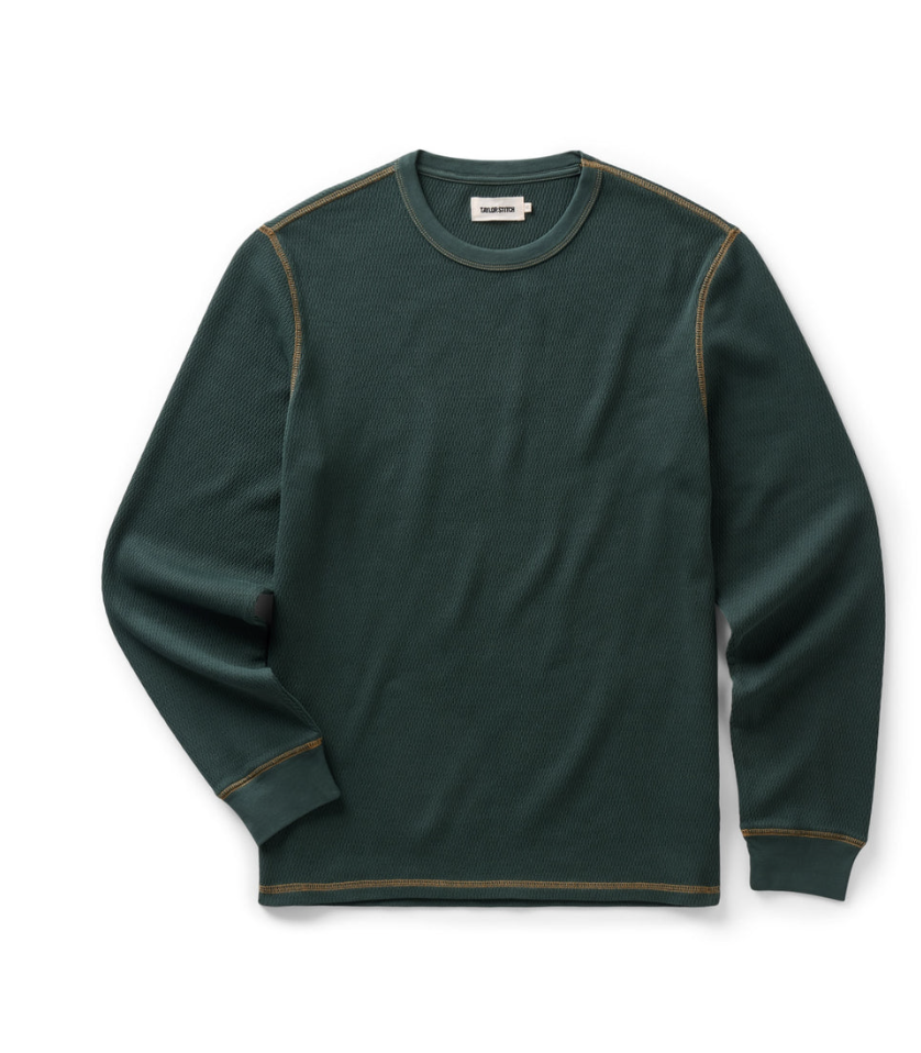Taylor Stitch-The Organic Cotton Crew in Dark Forest Waffle