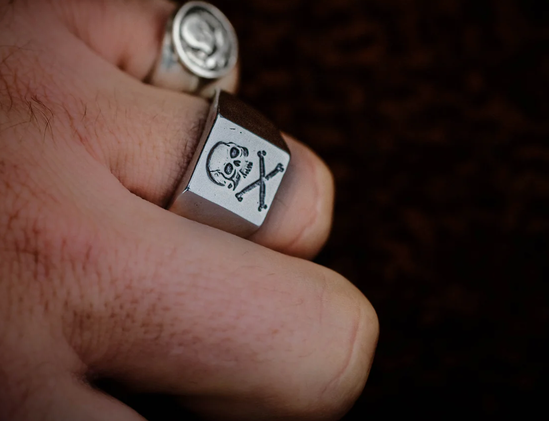 LHN- Skull Signet Ring -Silver -Size  7