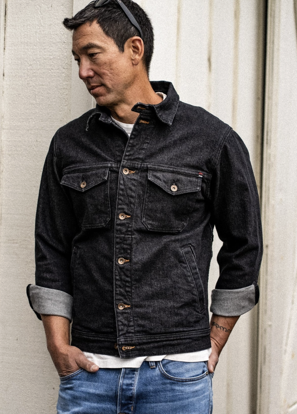 Artcher Jacket | 14oz Broken Twill Denim in Black Stone