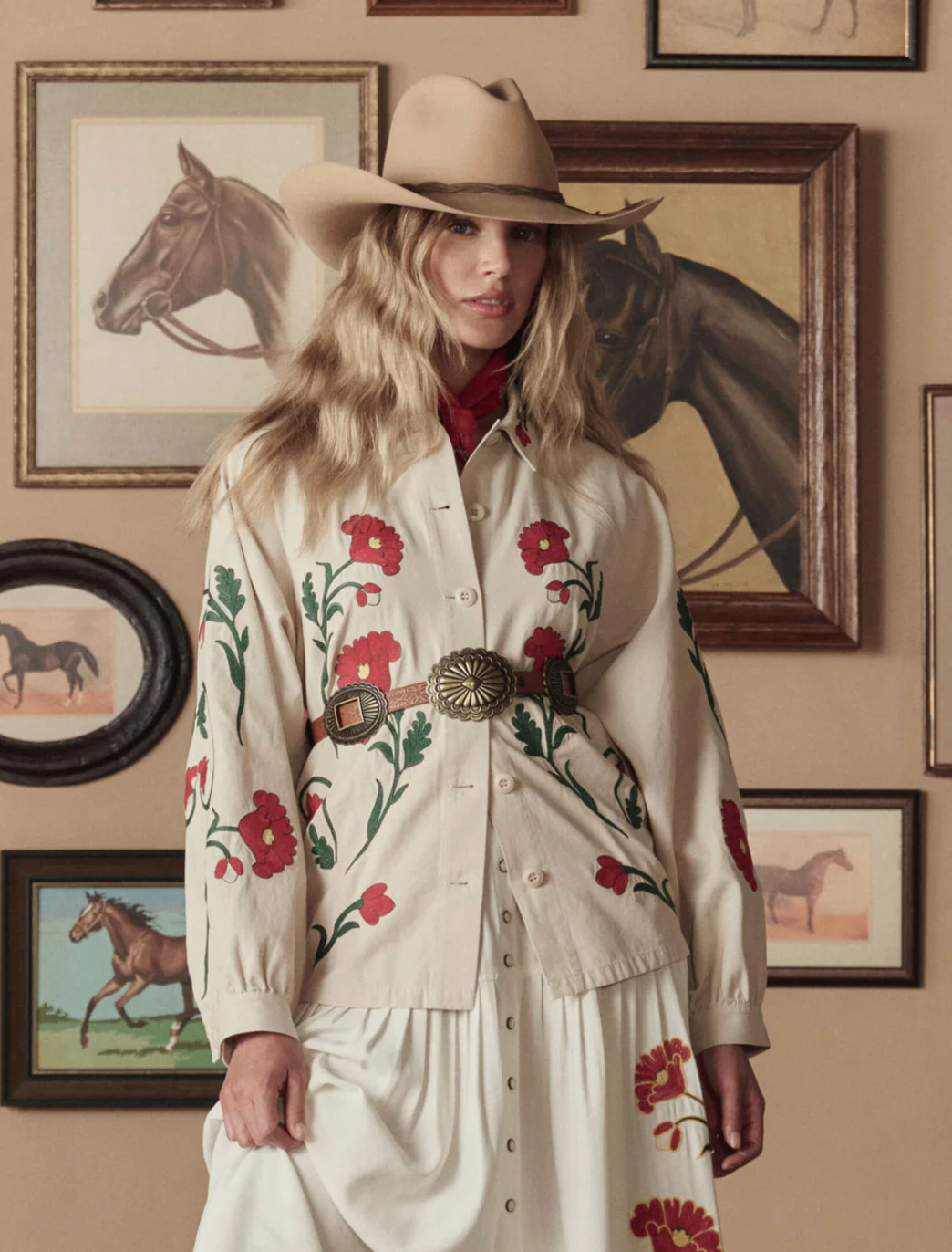 The Great. THE WESTERN EMBROIDERED COMMODORE JACKET IN CREAM