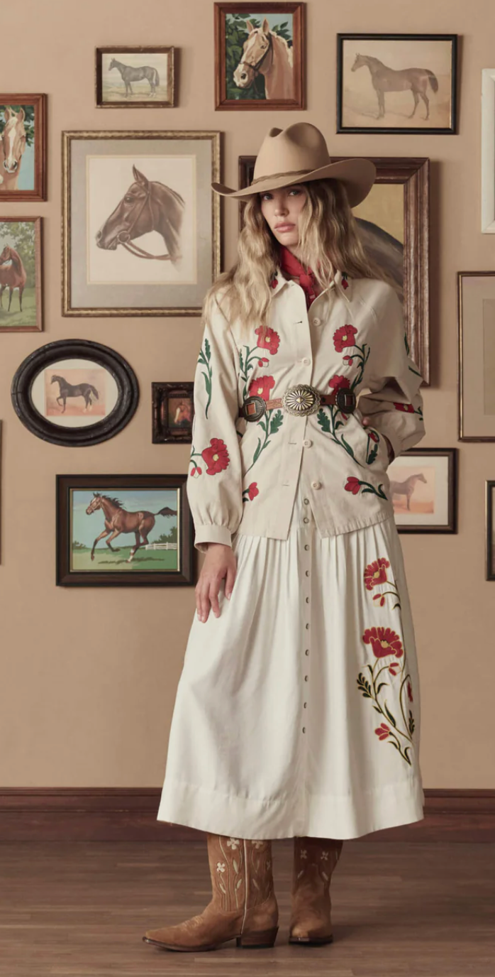 The Great. THE WESTERN EMBROIDERED COMMODORE JACKET IN CREAM