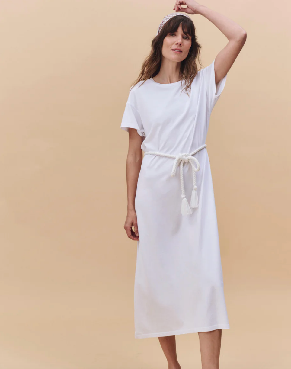 The Great. Boxy Tee Dress- White