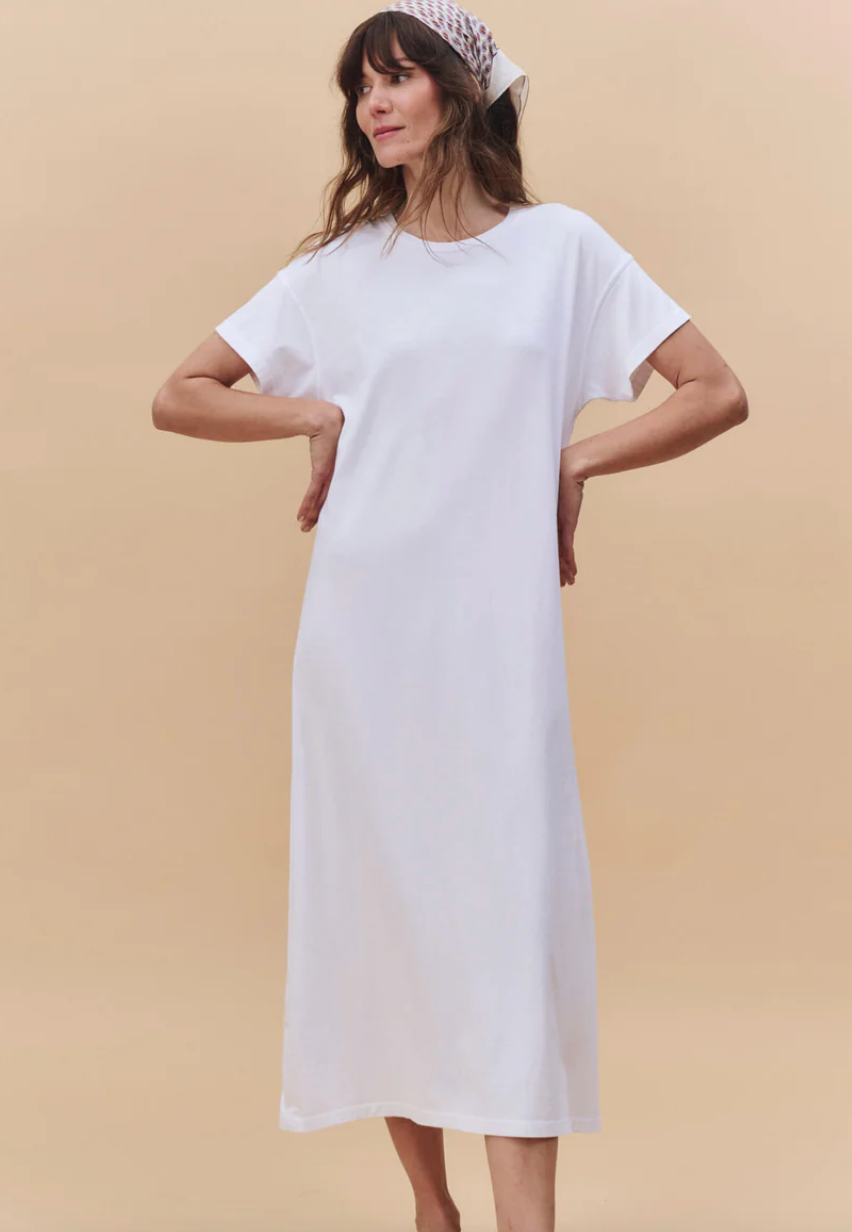 The Great. Boxy Tee Dress- White