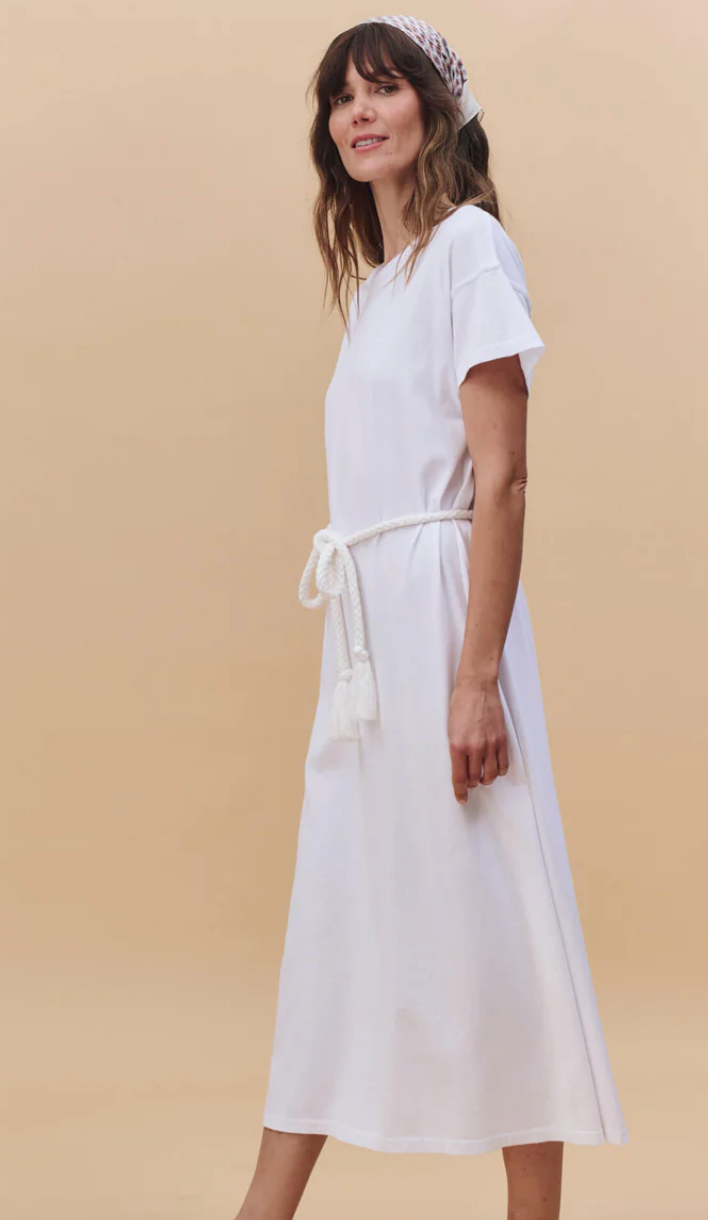 The Great. Boxy Tee Dress- White