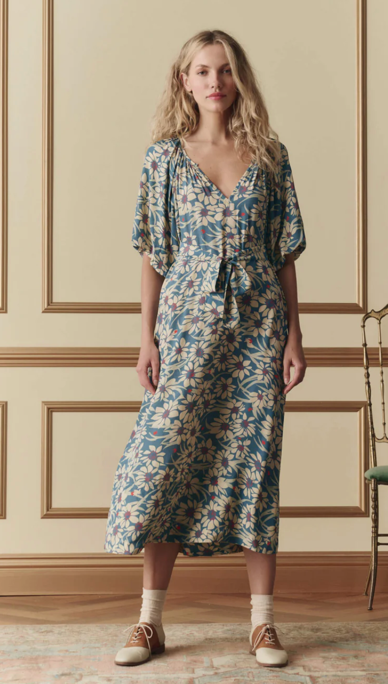 The Great. The Fairground Dress in Blue Scattered Bloom