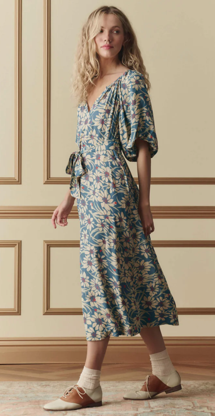 The Great. The Fairground Dress in Blue Scattered Bloom