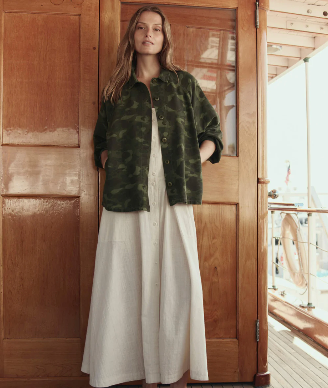 The Great. The Commodore Jacket in Desert Camo