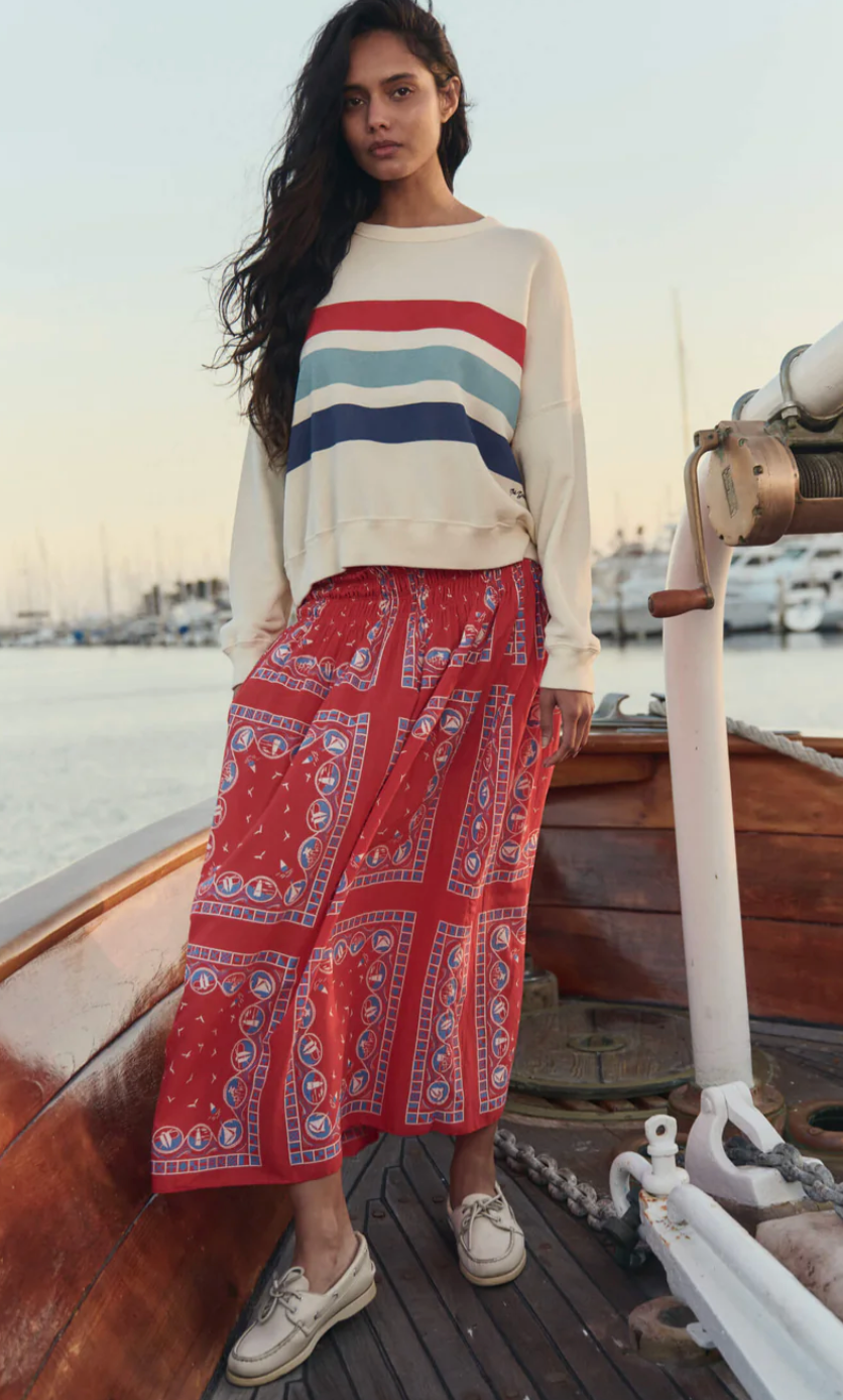 The Great. The Teammate Sweatshirt with Saltwater Stripe