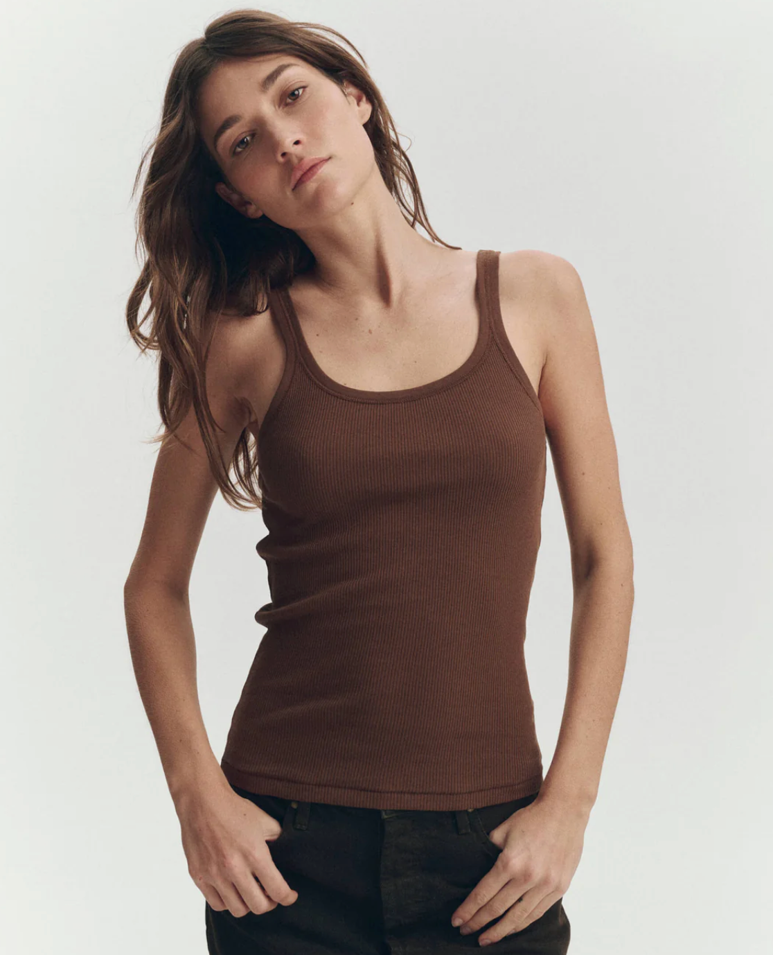 The Great. The Baby Rib Tank in Chocolate