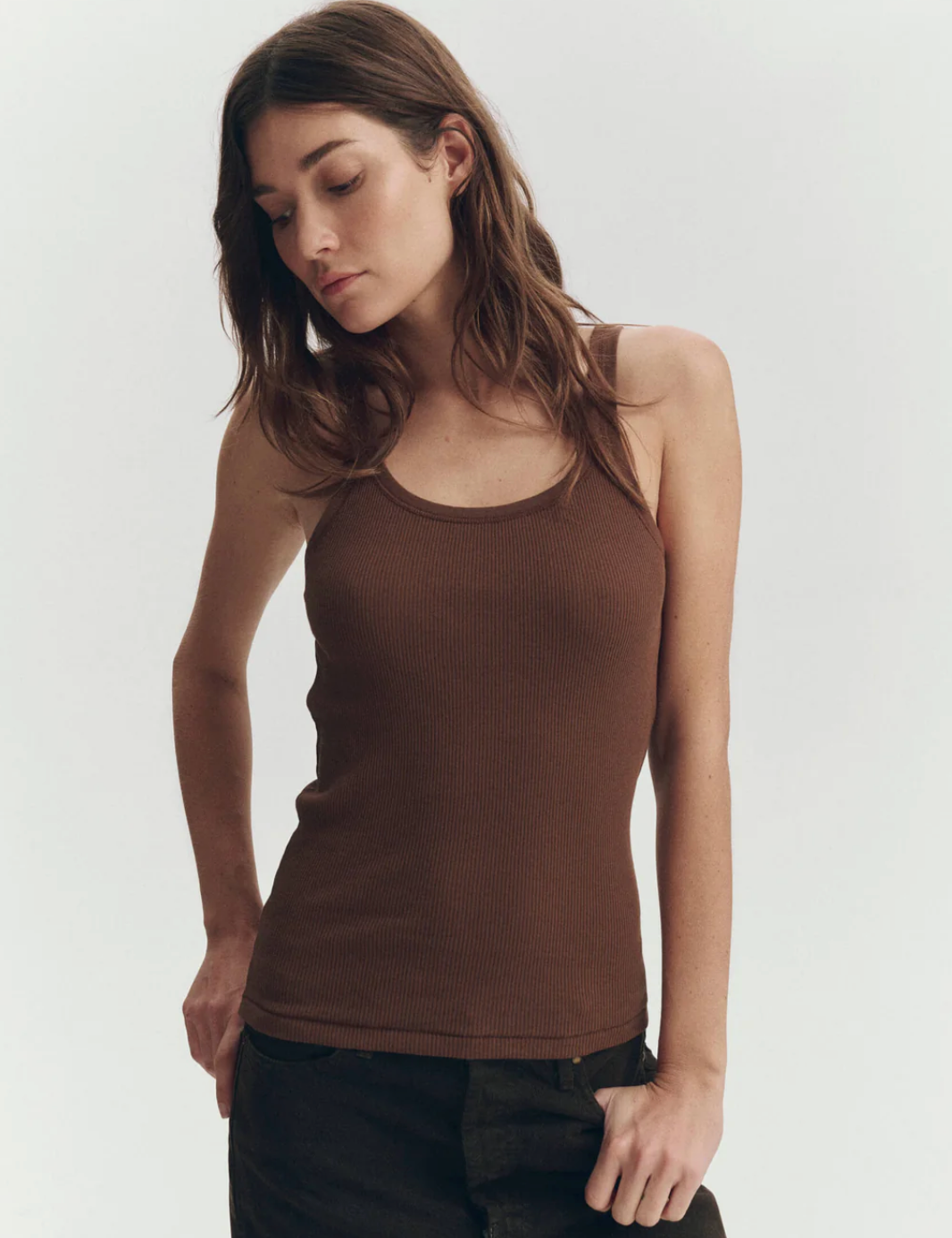 The Great. The Baby Rib Tank in Chocolate