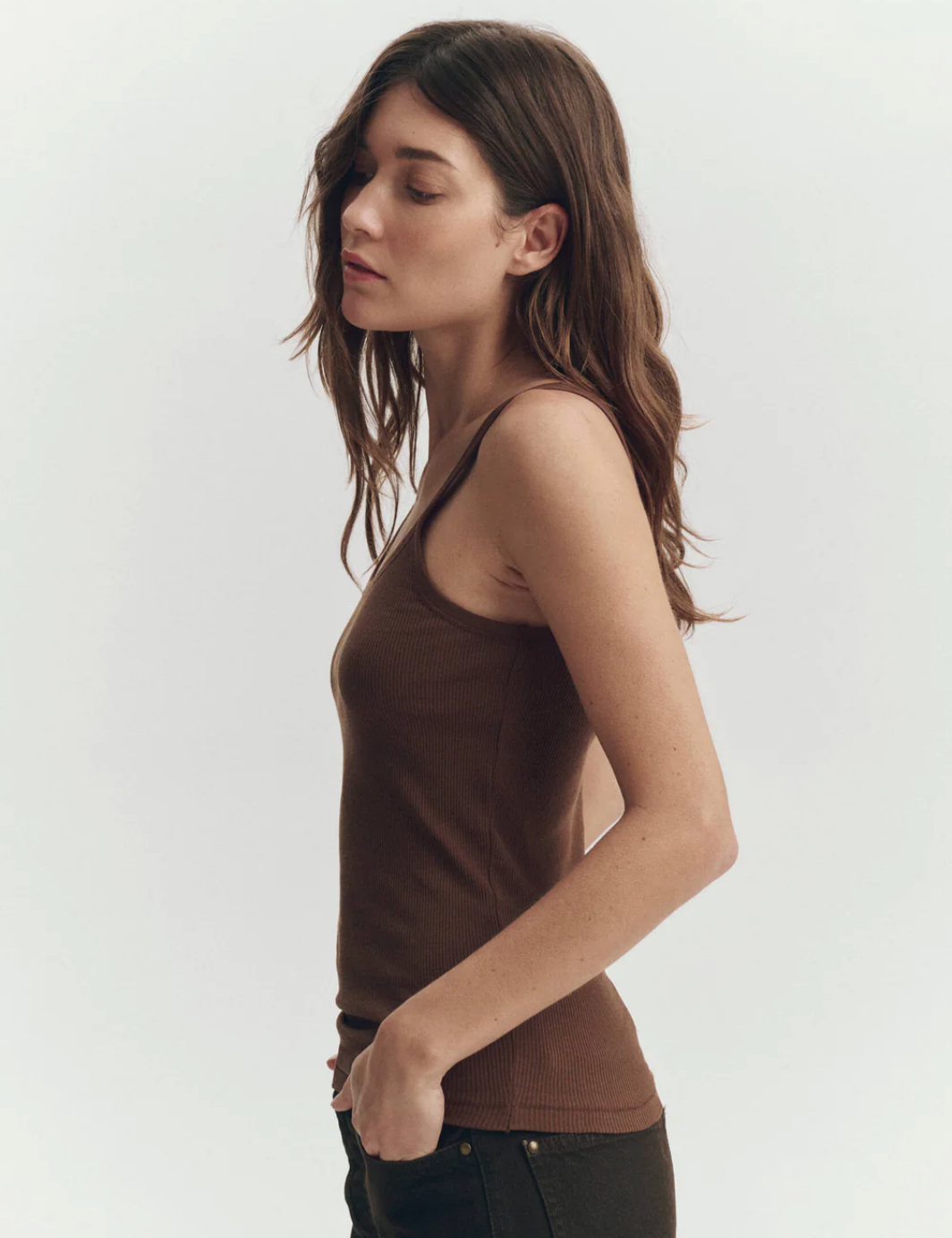 The Great. The Baby Rib Tank in Chocolate