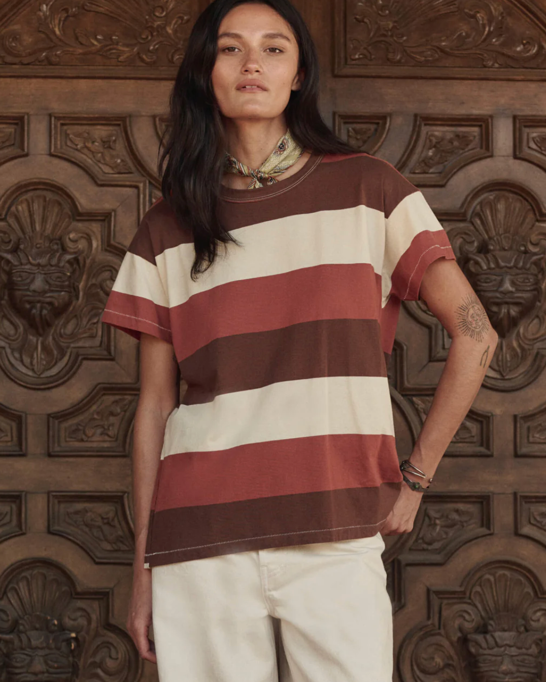 The Great. The Boxy Crew in Ashwood Stripe