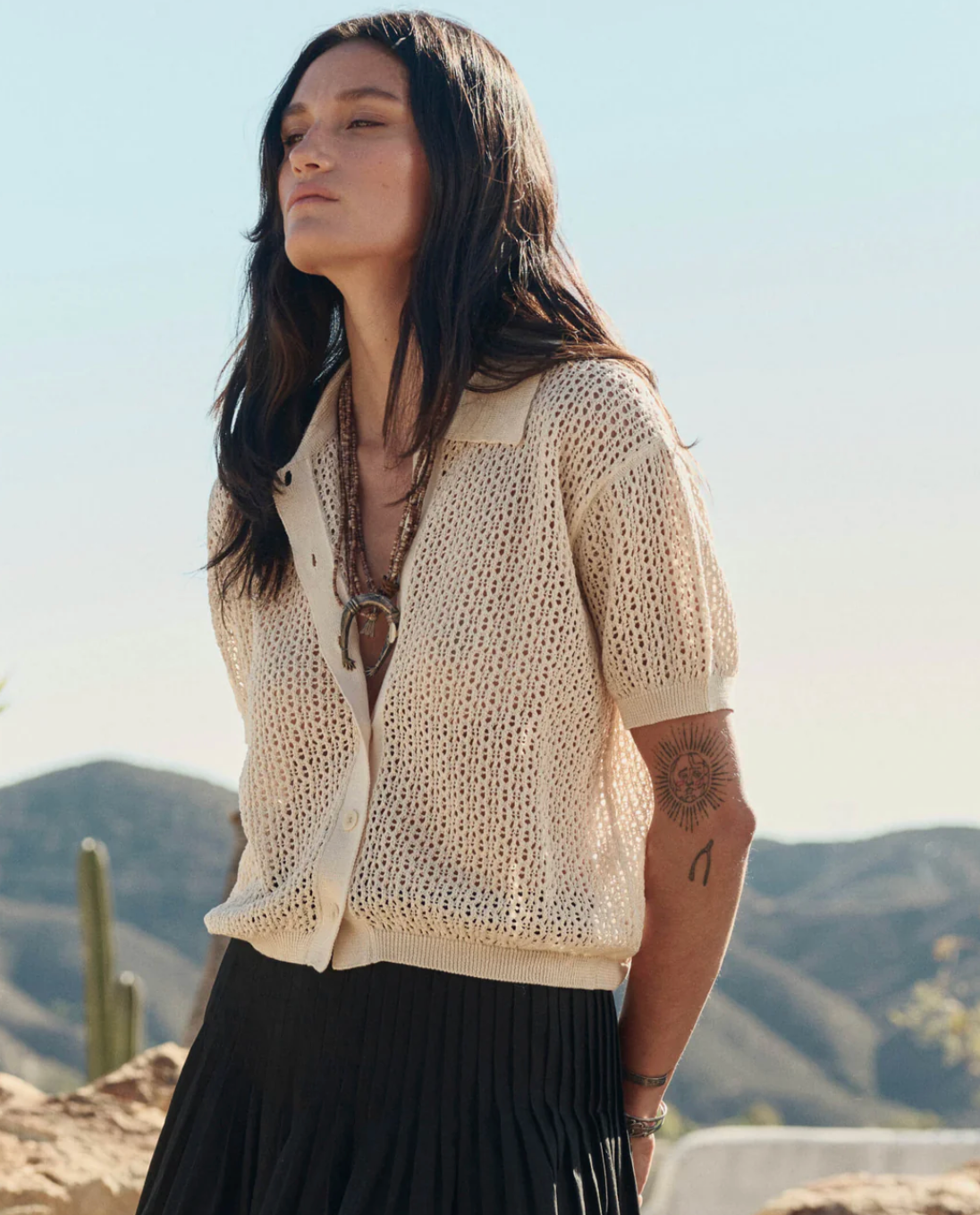 The Great. The Crochet Polo in Cream