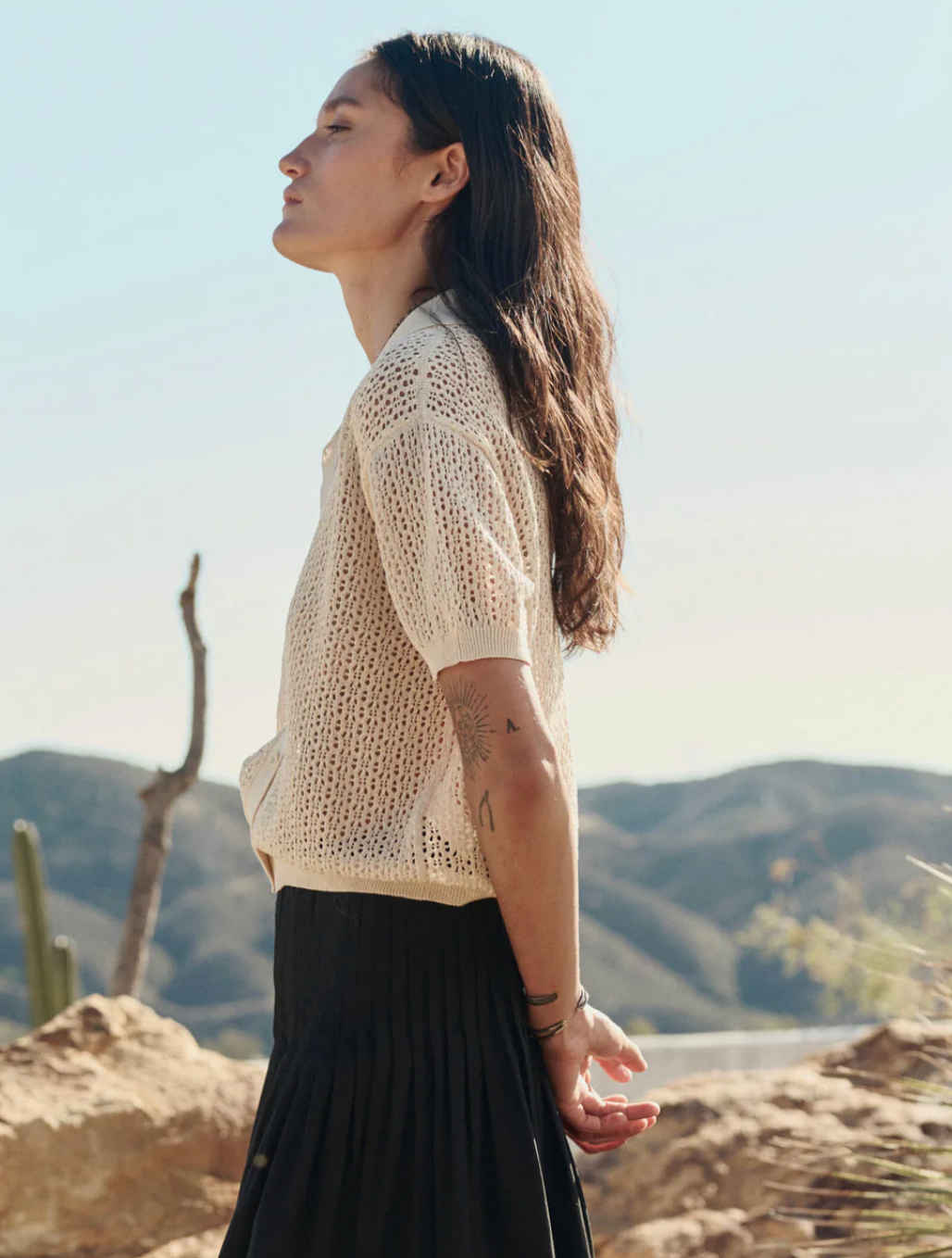 The Great. The Crochet Polo in Cream