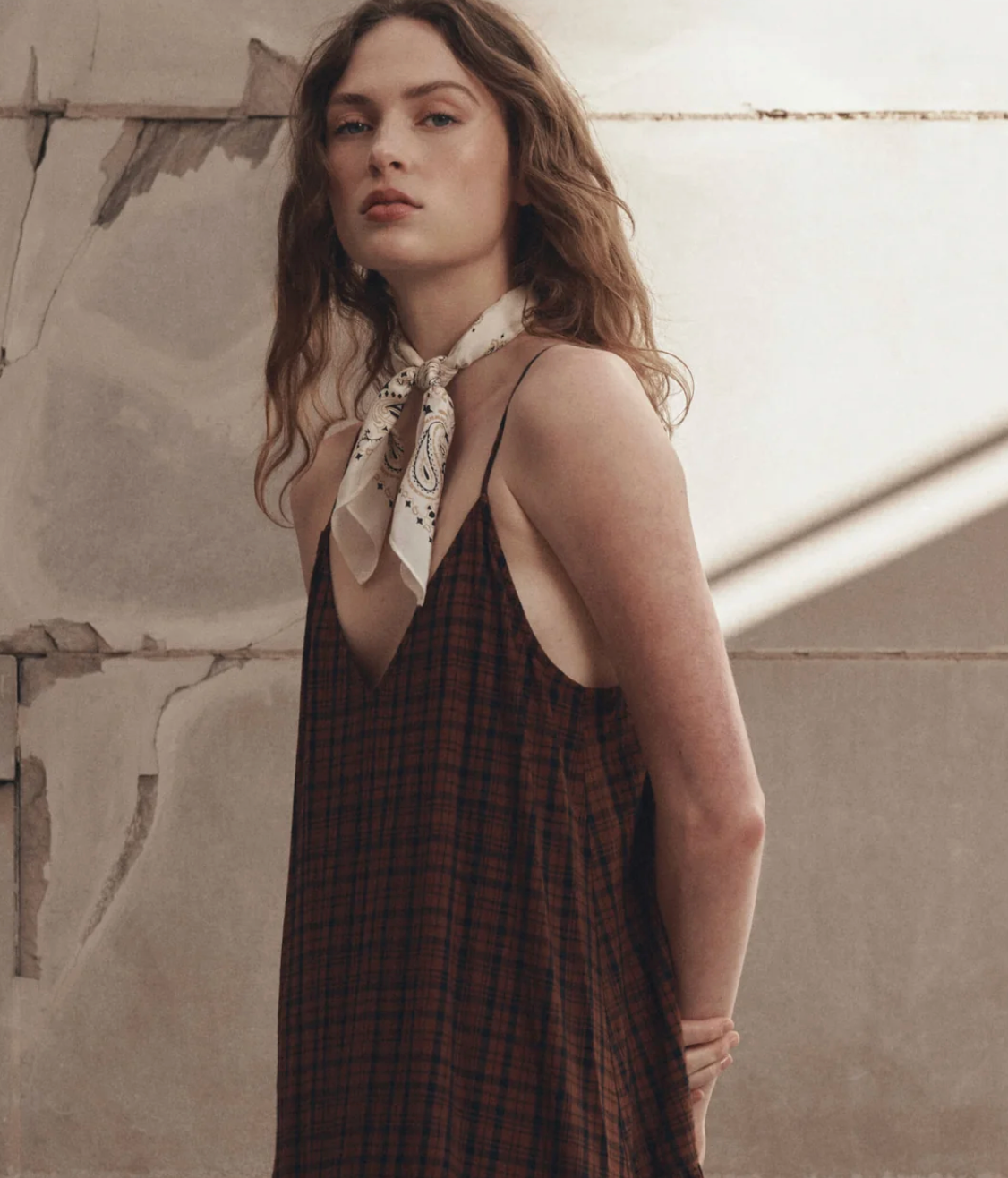 The Great. The Drop Waist Dress in Woodcrest Plaid
