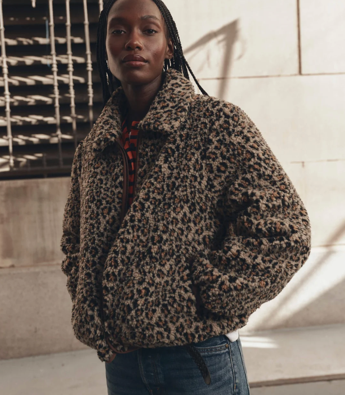 The Great. The Vail Jacket in Tan Leopard
