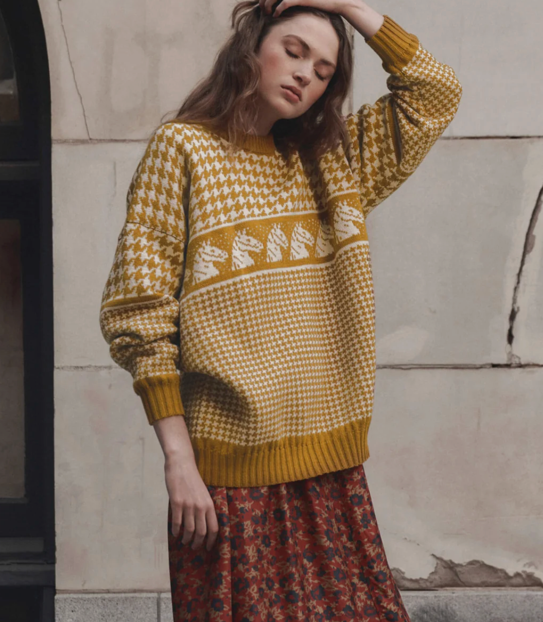 The Great. The Pony Pullover in Antique Gold