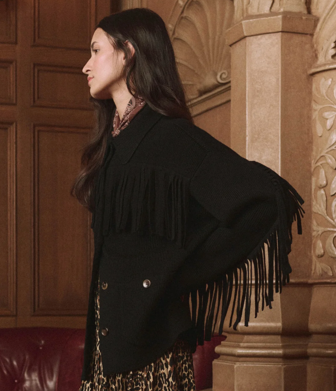 The Great. The Western Fringe Sweater Jacket