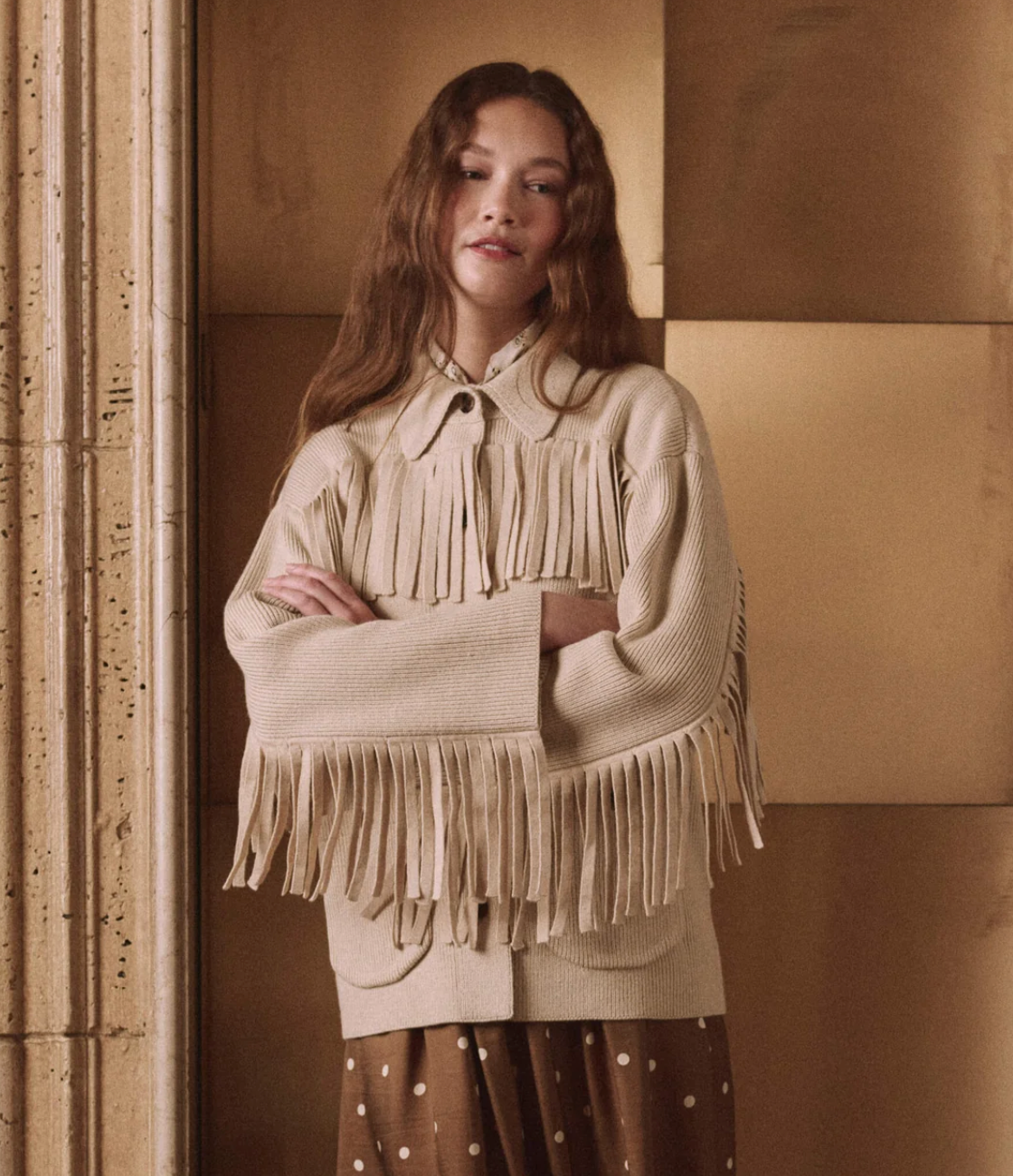 The Great. The Western Fringe Sweater Jacket