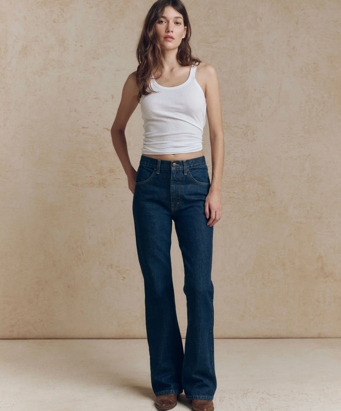 The Great. The Smith High- Rise Slim Bell Jean in Blue Rinse