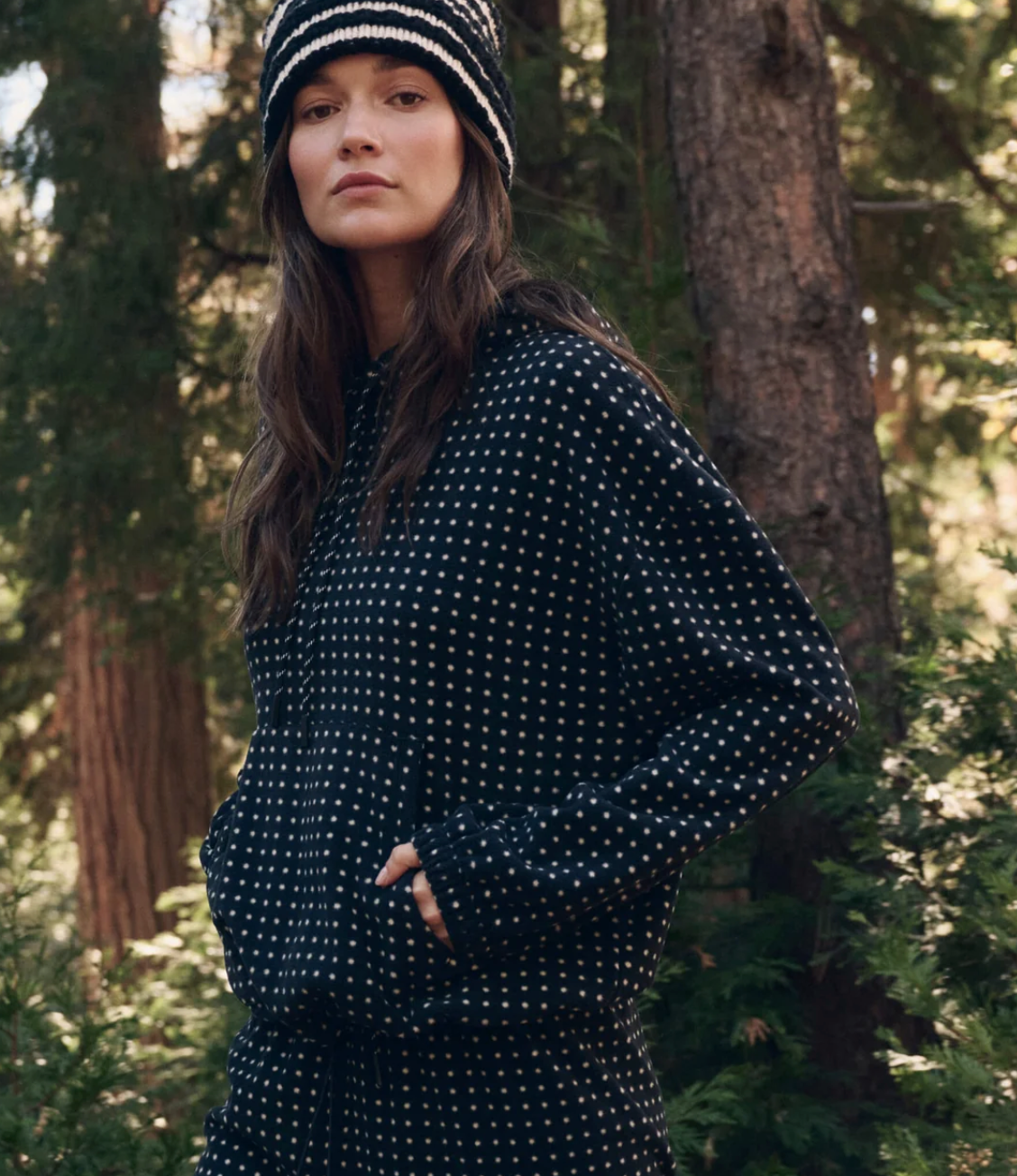 The Great. The Campfire Hoodie in Black Dot