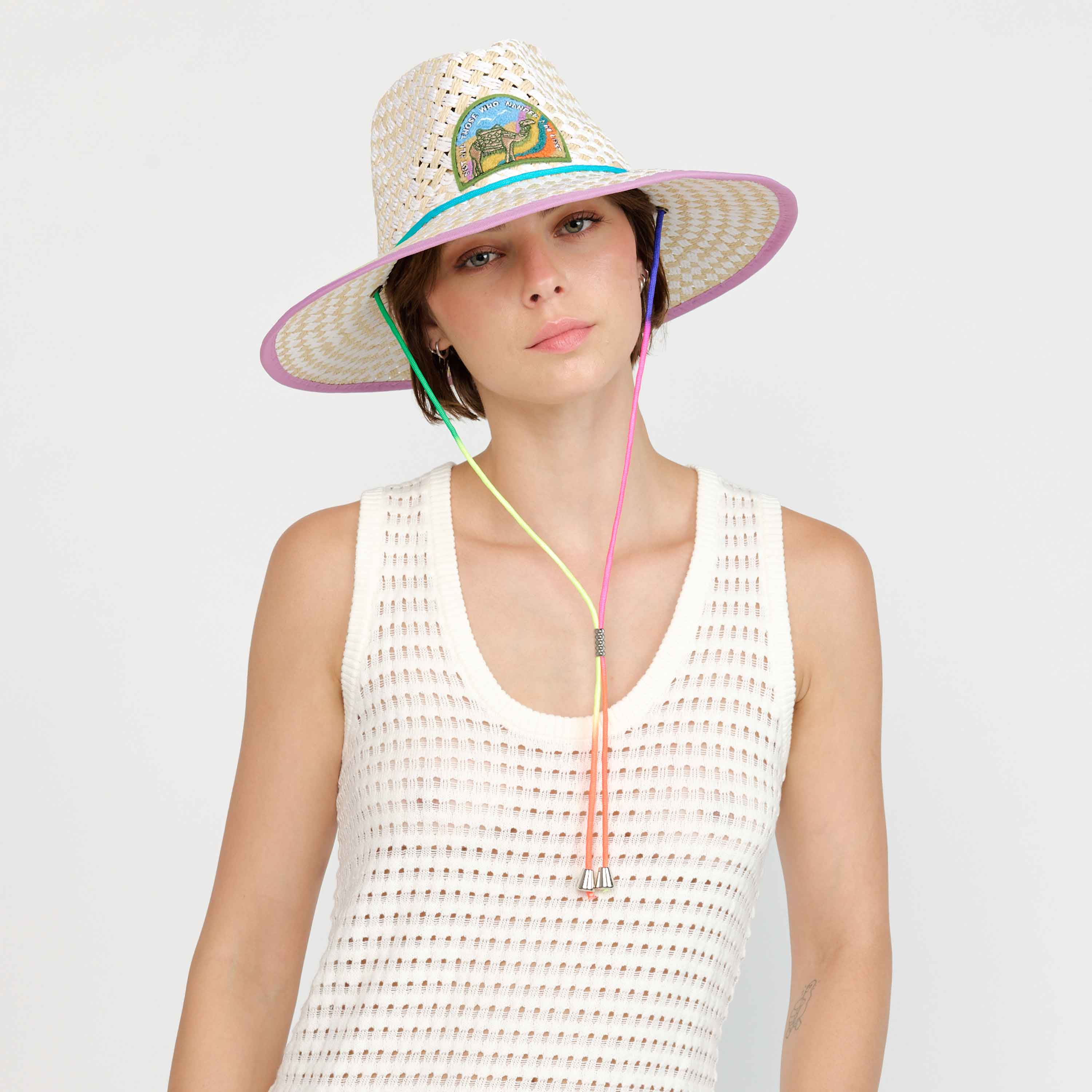 Lifeguard Hat, Not All Those that Wander- Ivory Neon (Made to order - Immediates available)