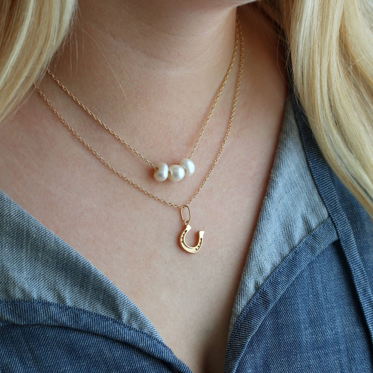 Horseshoe Charm Necklace 18K Gold Vermeil | Sterling Silver Charm Gold Filled | Sterling Silver Chain 16-18 Inches Nickel Free Ships from CA