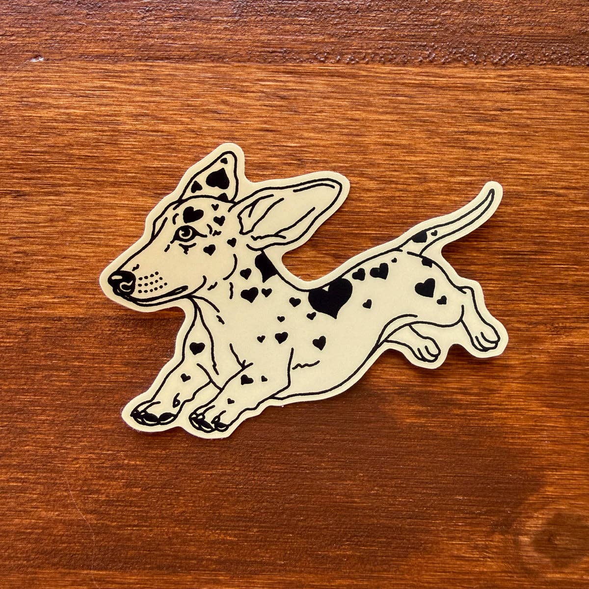 Dachshund Hearts (Black/Cream) 3 Inch Matte Vinyl Sticker