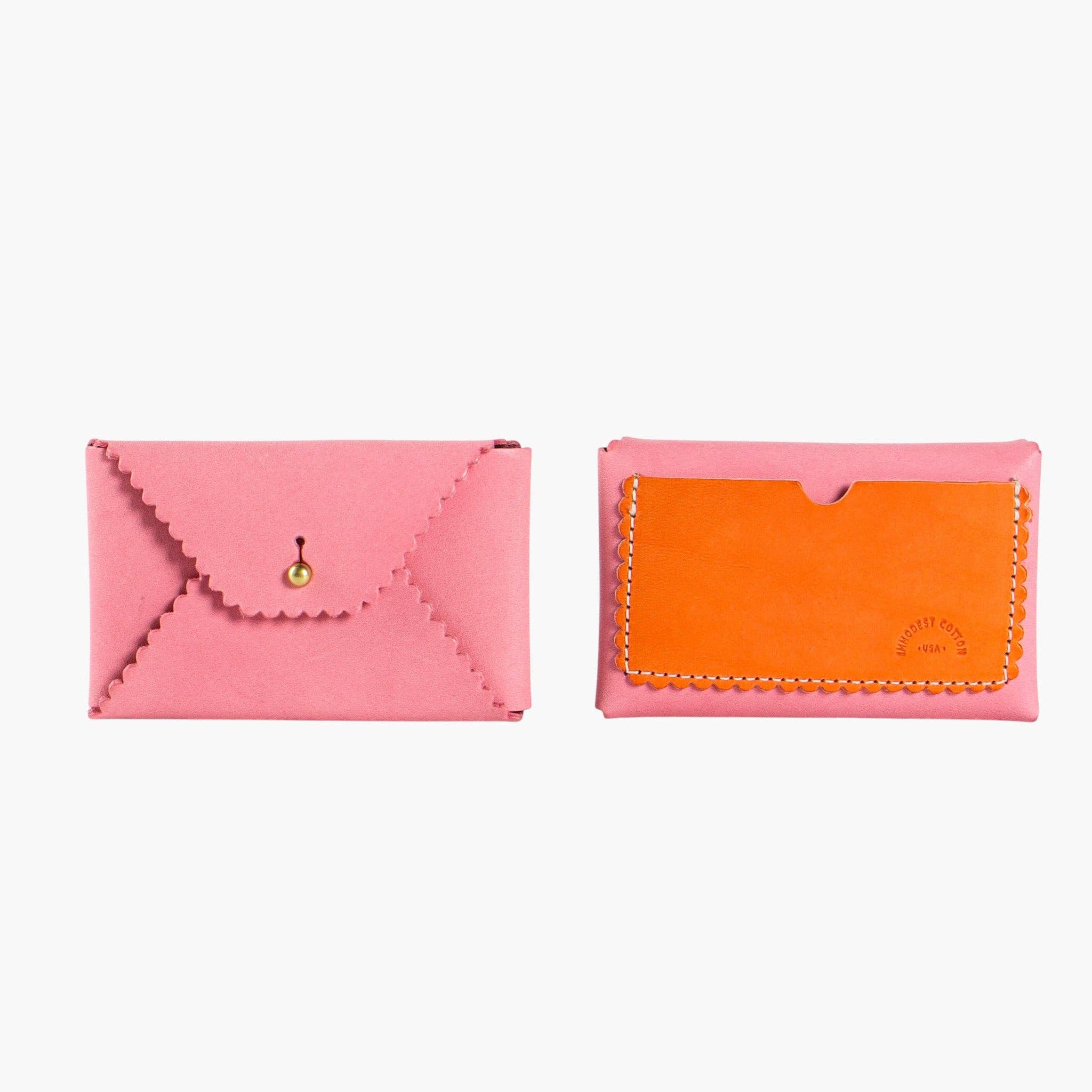 IMMODEST COTTON- Scallop Wallet | Carnation + Orange