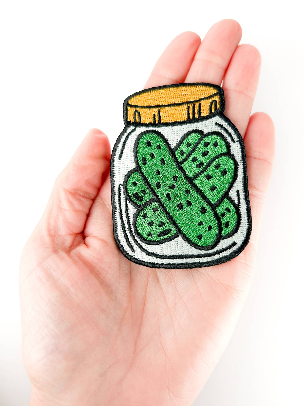 Pickle Jar Patch Funny Food Embroidered Iron On Hat Totes