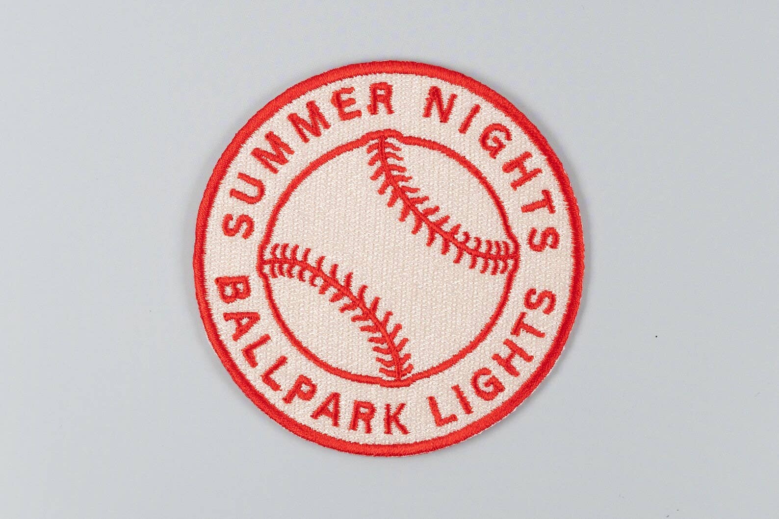 Summer Nights Ballpark Lights Embroidered Iron-On Patch Ball