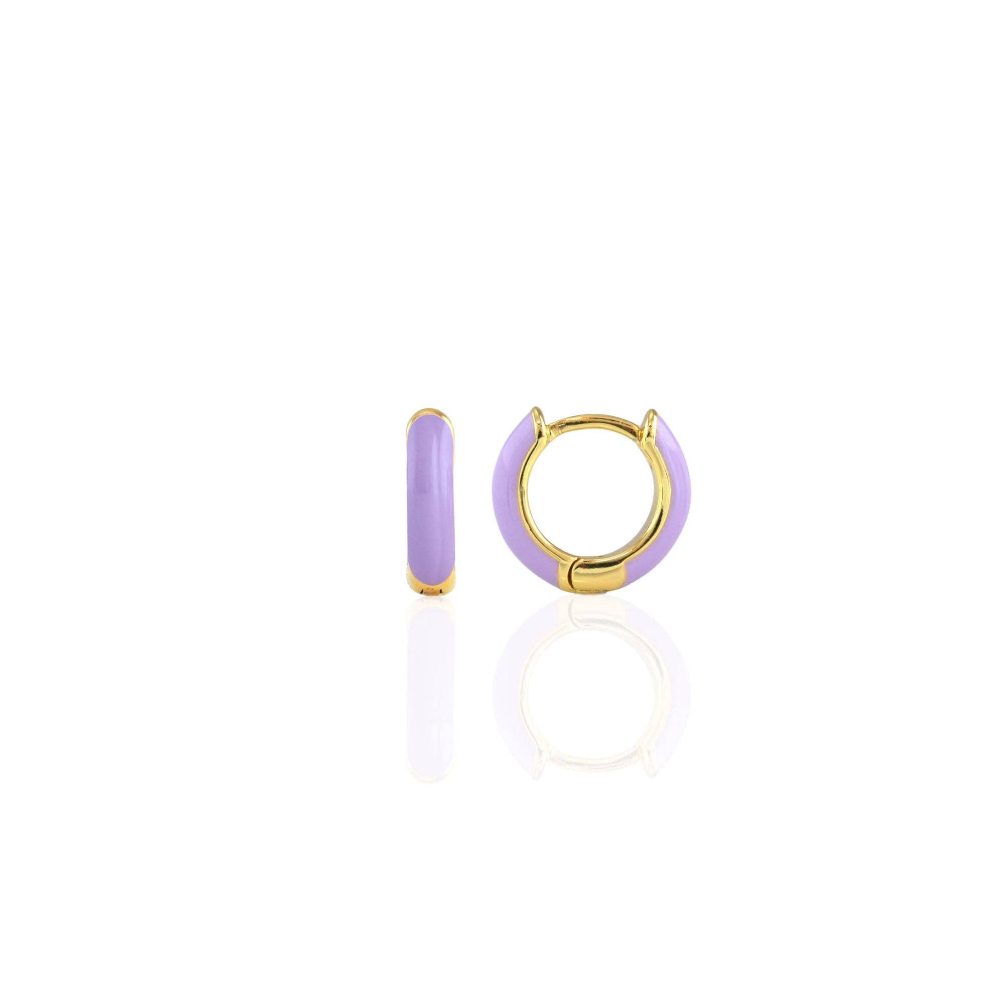 Enamel Huggie Hoop Earrings 18K Gold Vermeil | Sterling Silver 12mm Hoops Multiple Colors Hinge Closure Nickel Free Hypoallergenic Ships from CA