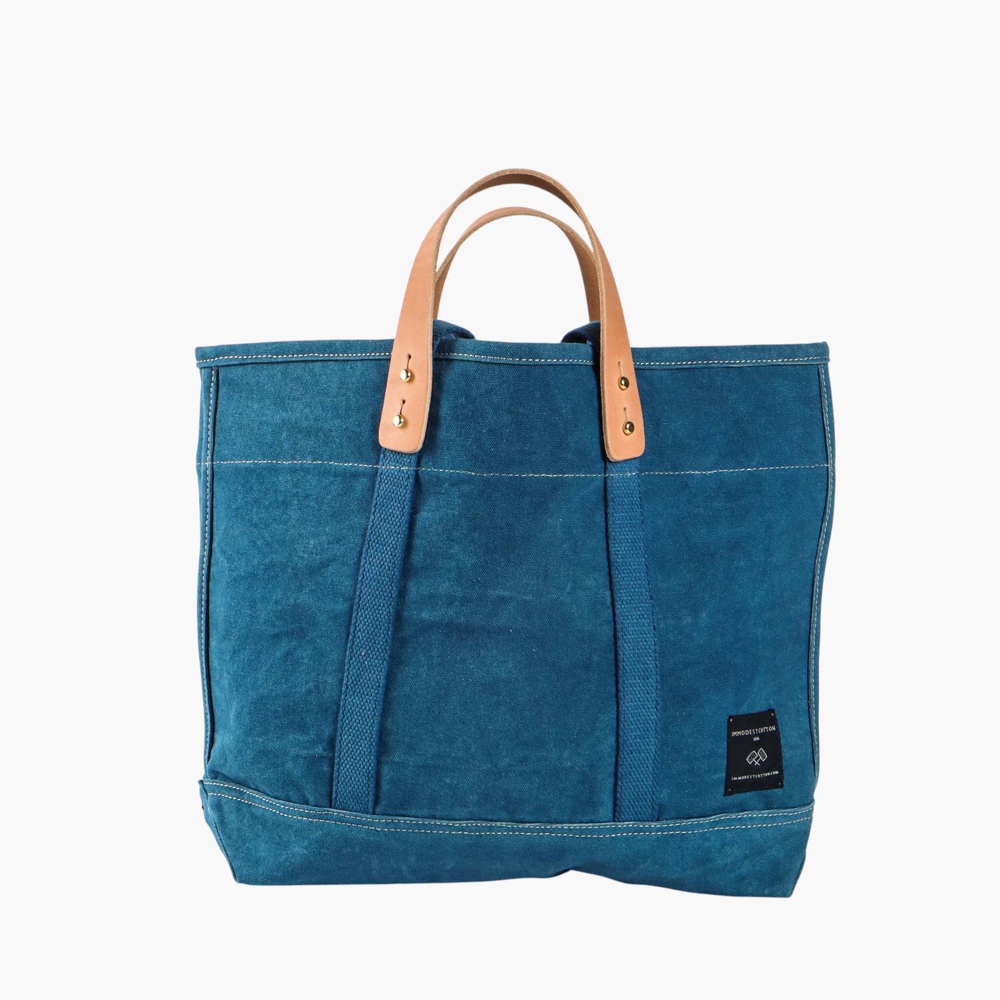 IMMODEST COTTON- Small East West Tote | Indigo
