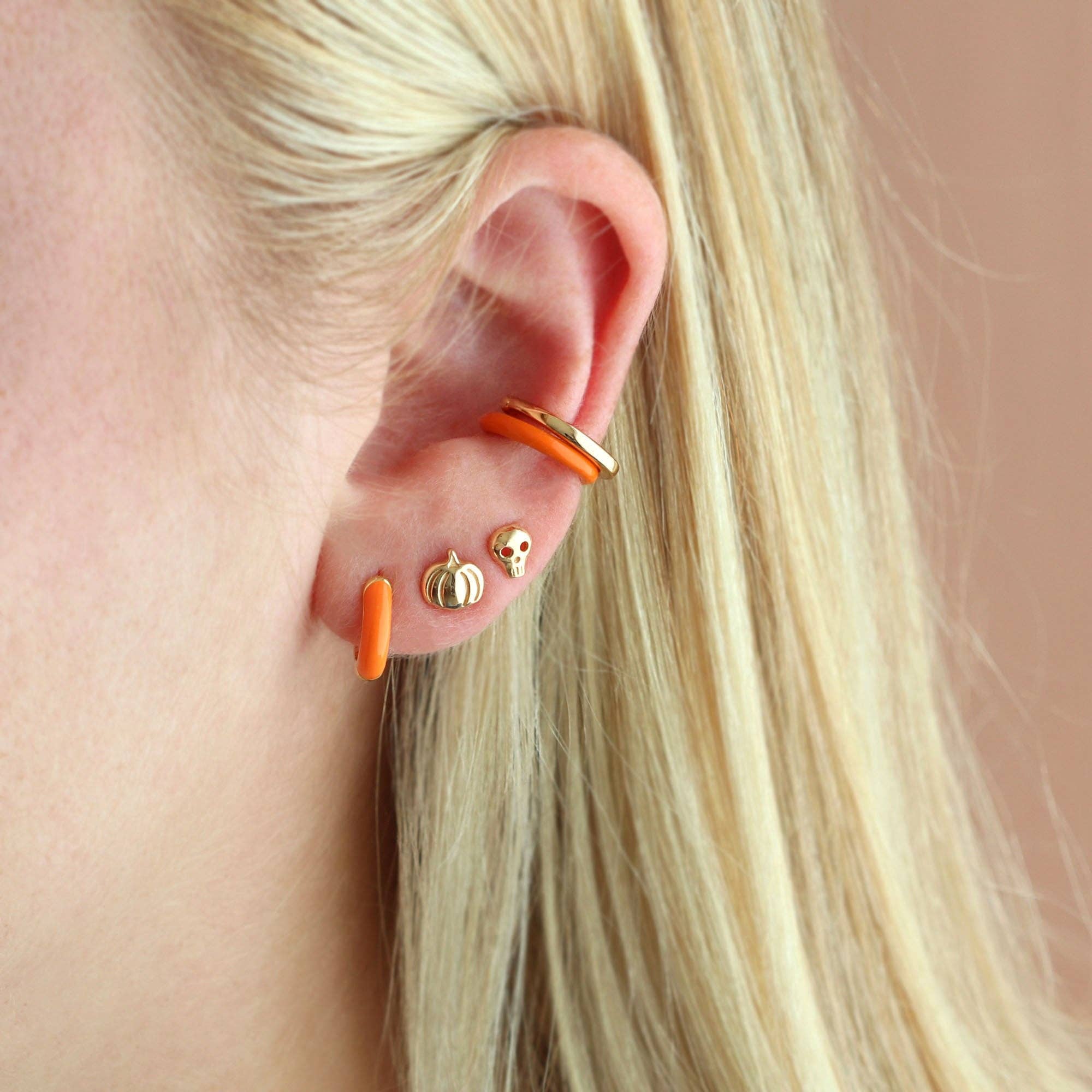 Enamel Huggie Hoop Earrings 18K Gold Vermeil | Sterling Silver 12mm Hoops Multiple Colors Hinge Closure Nickel Free Hypoallergenic Ships from CA