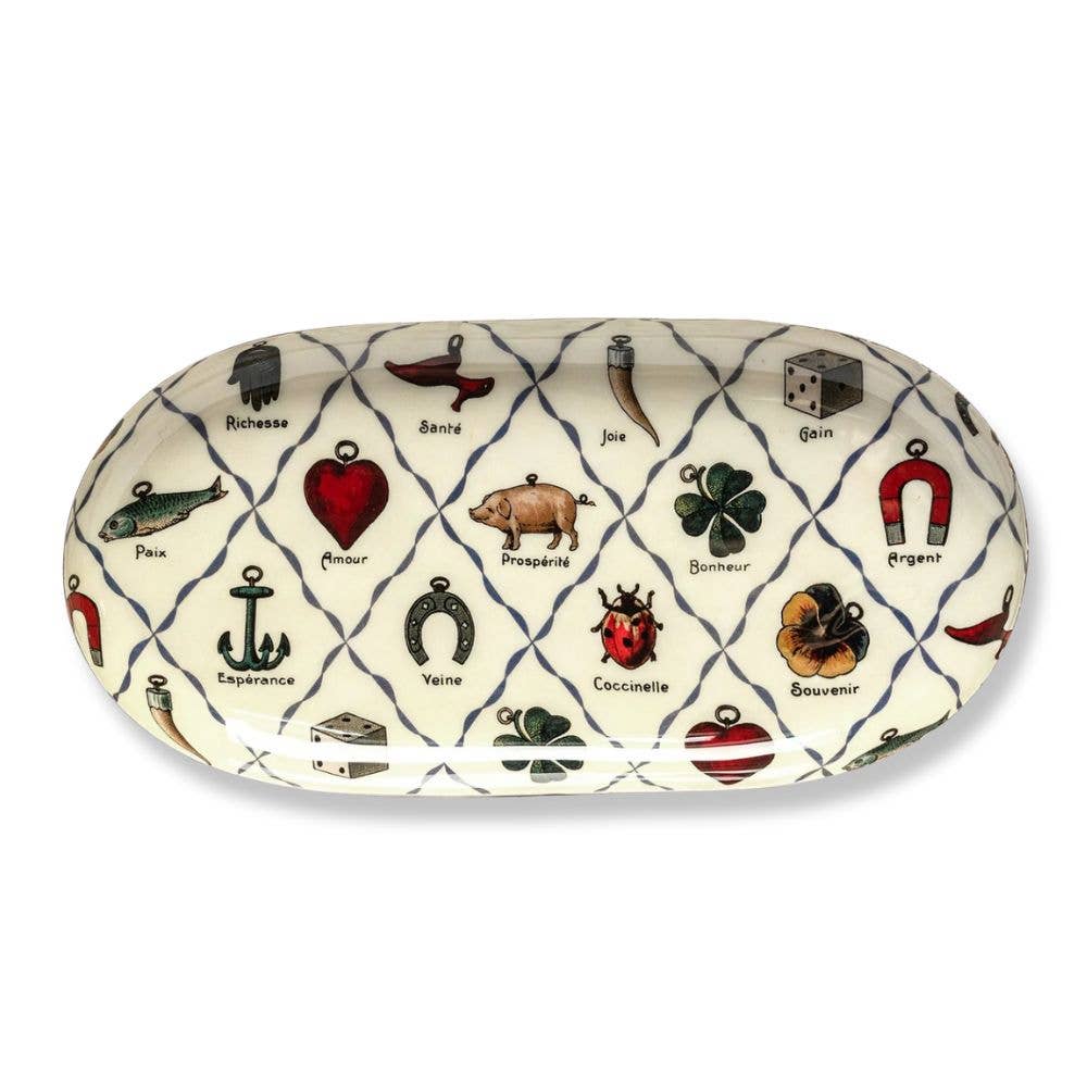 Oval Enamel Tray - Charms