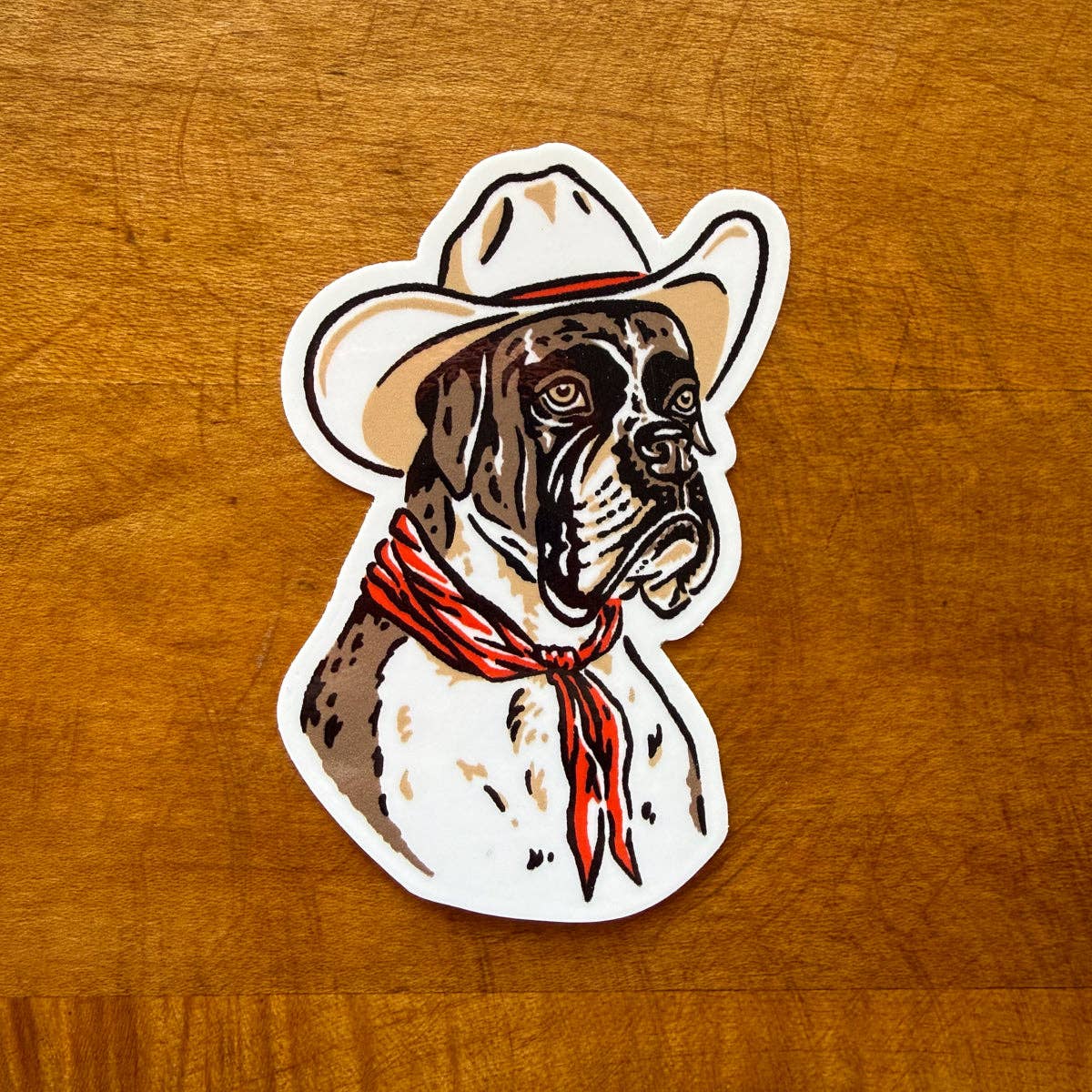 Boxer Cowdog 3 Inch Glossy Vinyl Sticker