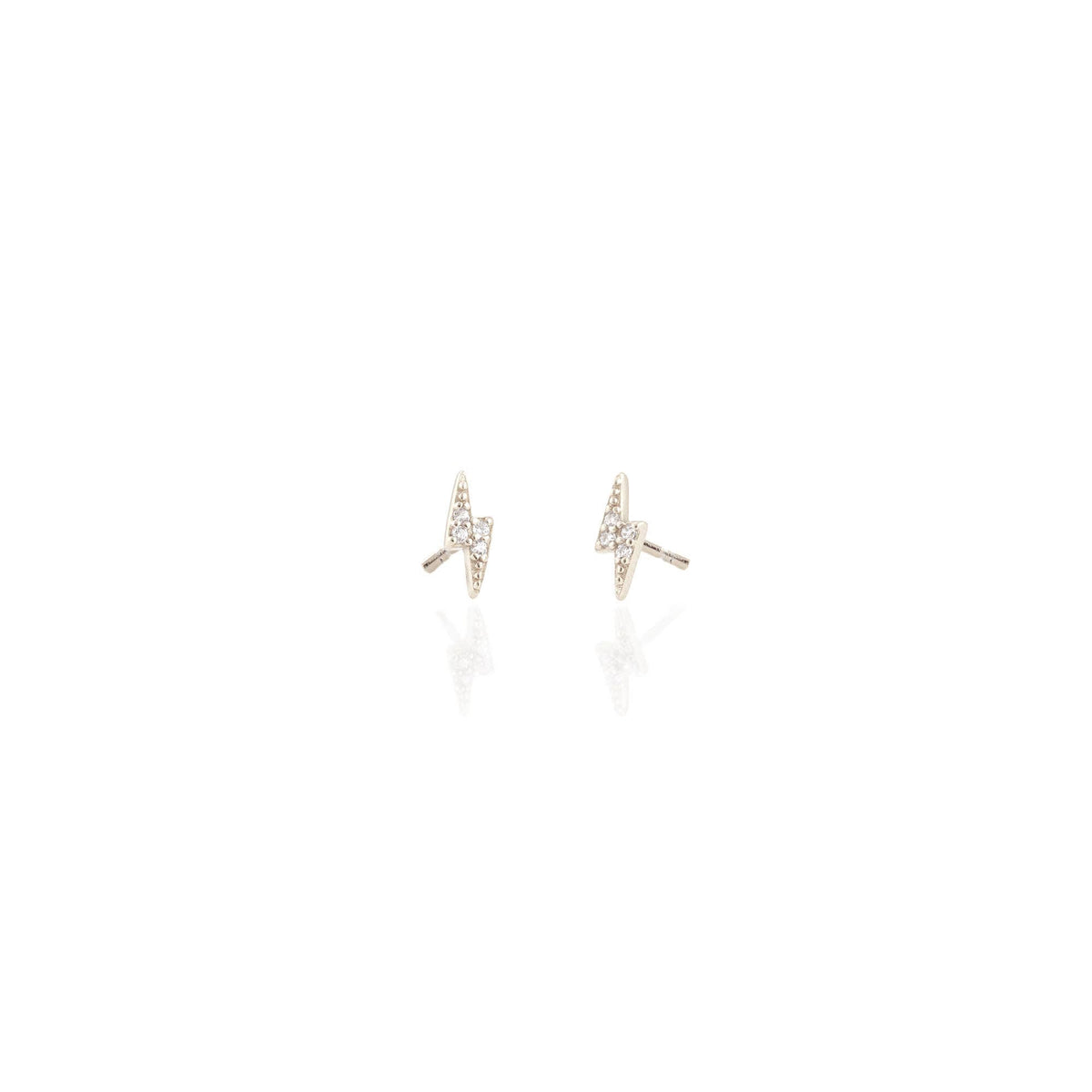 Lightning Bolt Crystal Stud Earrings 18K Gold Vermeil | Sterling Silver CZ Crystals Nickel Free Hypoallergenic