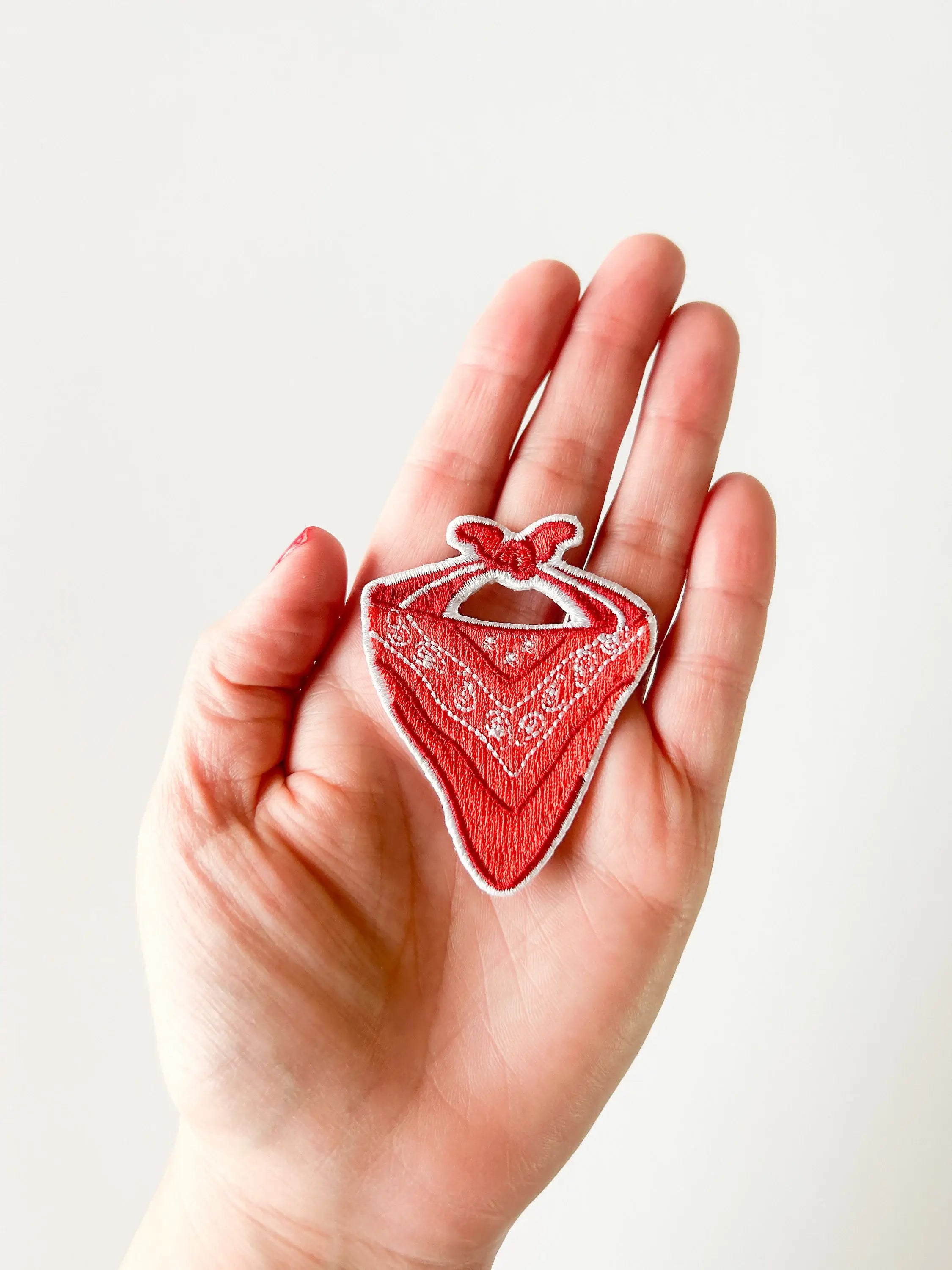 Red Bandana Patch Embroidered Iron-On Patch