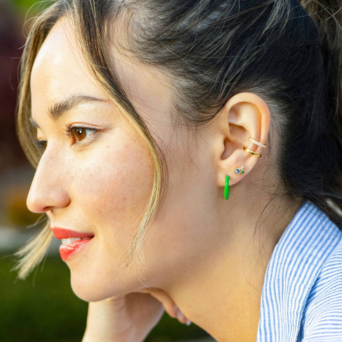 Kris Nations- Modernist Bezel Crystal Stud Earrings