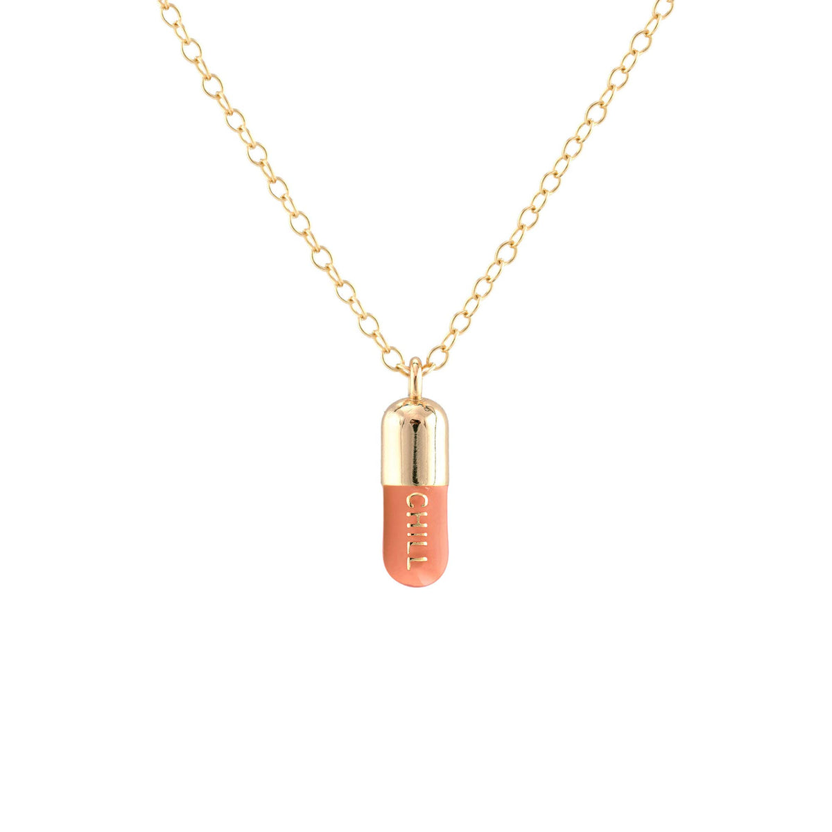 Chill Pill Enamel Necklace 18K Gold Vermeil | Sterling Silver Charm | Gold Filled | Sterling Silver Chain Multiple Colors 16-18 Inches Nickel Free Ships from CA