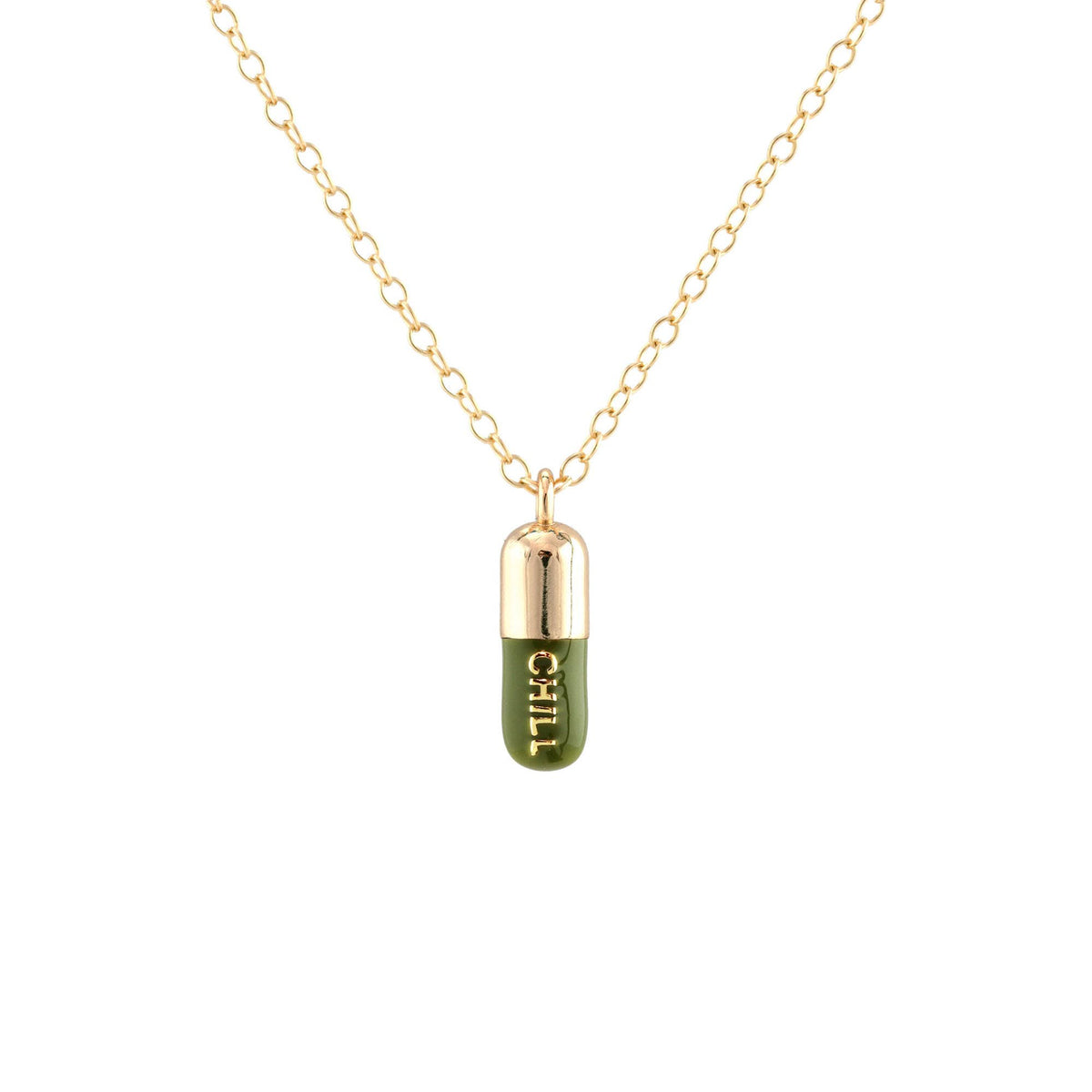 Chill Pill Enamel Necklace 18K Gold Vermeil | Sterling Silver Charm | Gold Filled | Sterling Silver Chain Multiple Colors 16-18 Inches Nickel Free Ships from CA