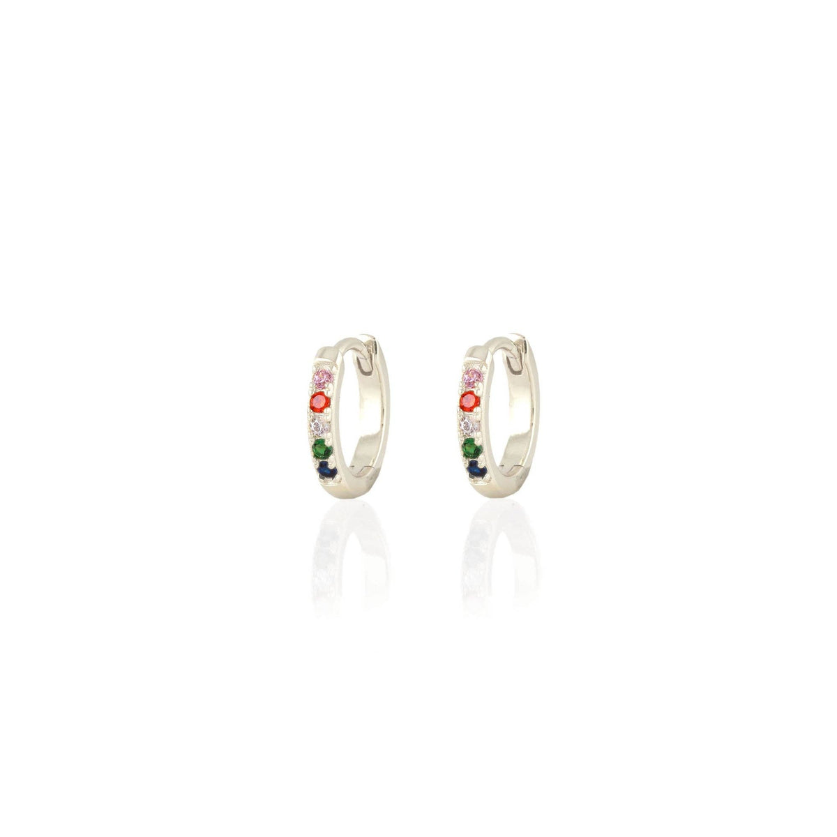 Rainbow Crystal 12mm Huggie Hoop Earrings