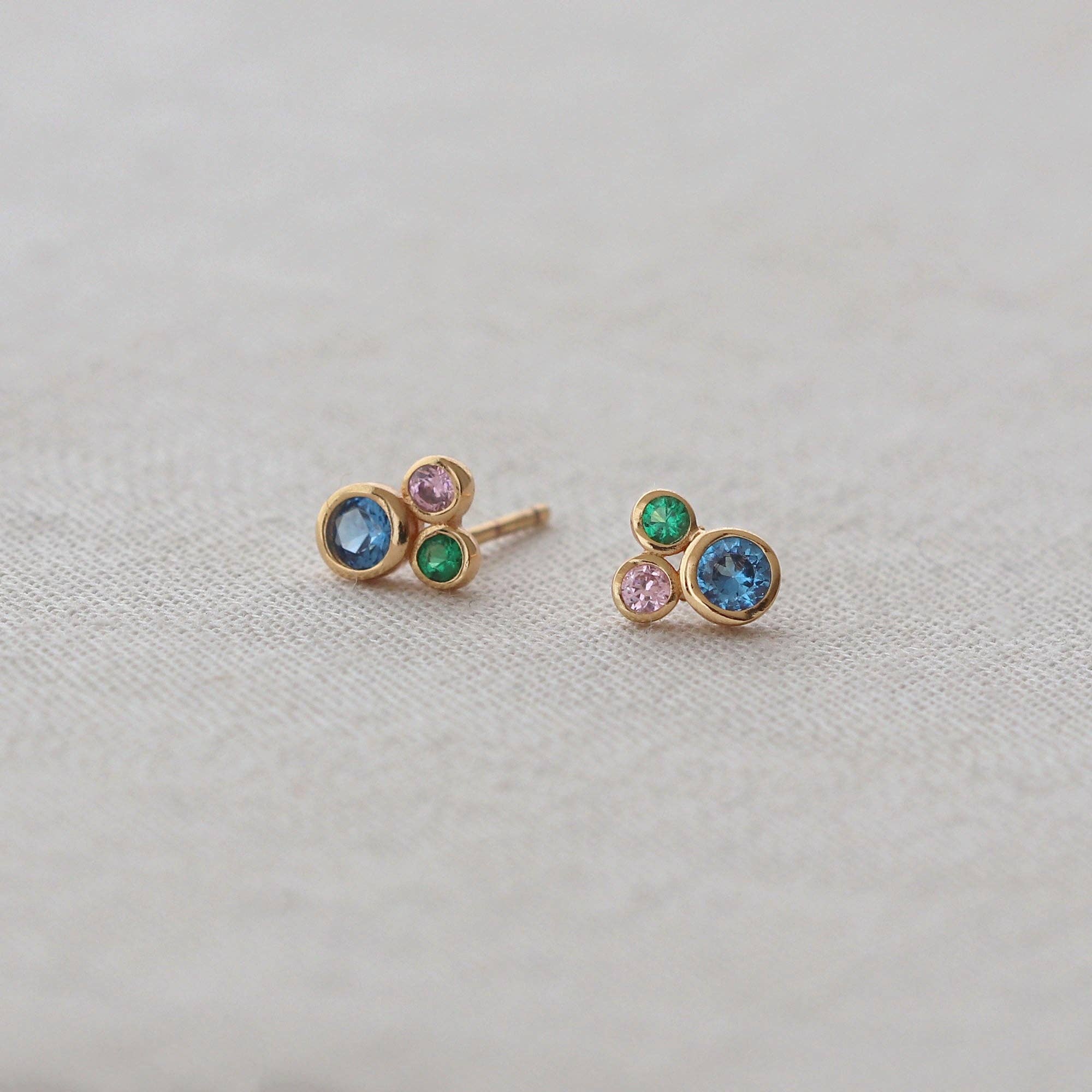 Kris Nations- Modernist Bezel Crystal Stud Earrings