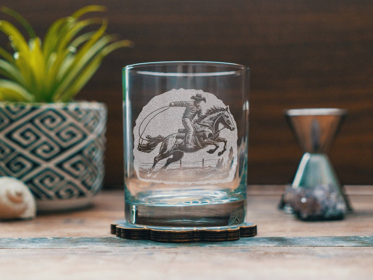 Rodeo Cowboy Scene Glasses