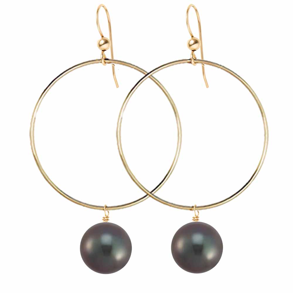 Marian Hoop Earring- Grey Pearl