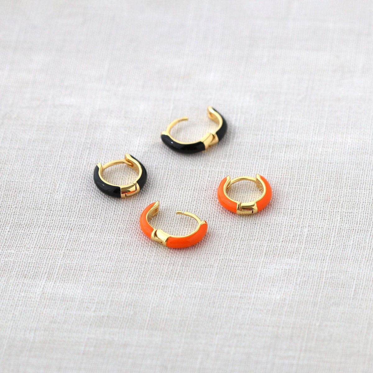Enamel Huggie Hoop Earrings 18K Gold Vermeil | Sterling Silver 12mm Hoops Multiple Colors Hinge Closure Nickel Free Hypoallergenic Ships from CA