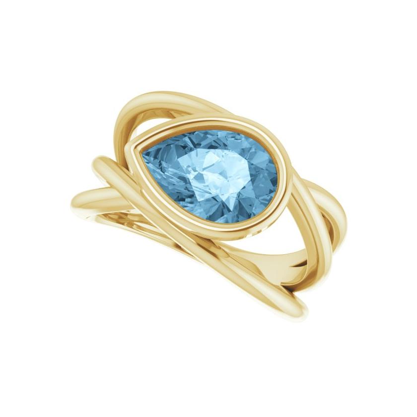 Criss-Cross Sculptural Aquamarine Cocktail Ring