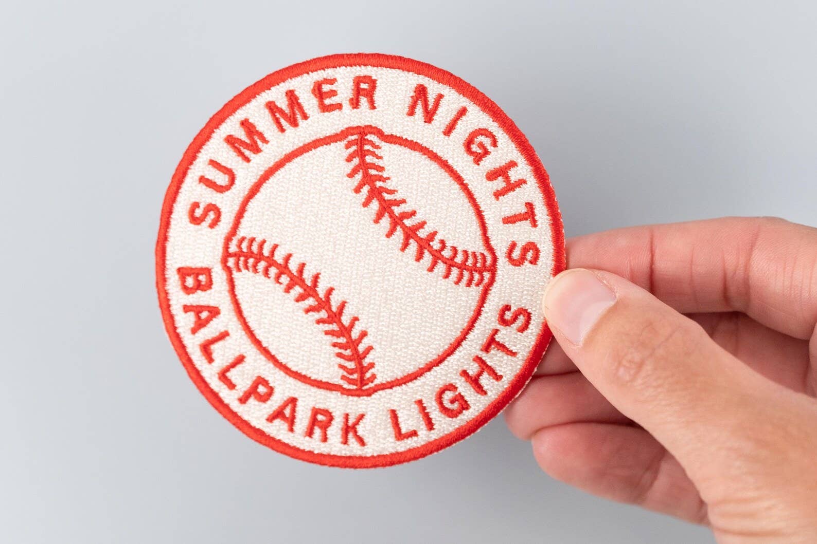 Summer Nights Ballpark Lights Embroidered Iron-On Patch Ball