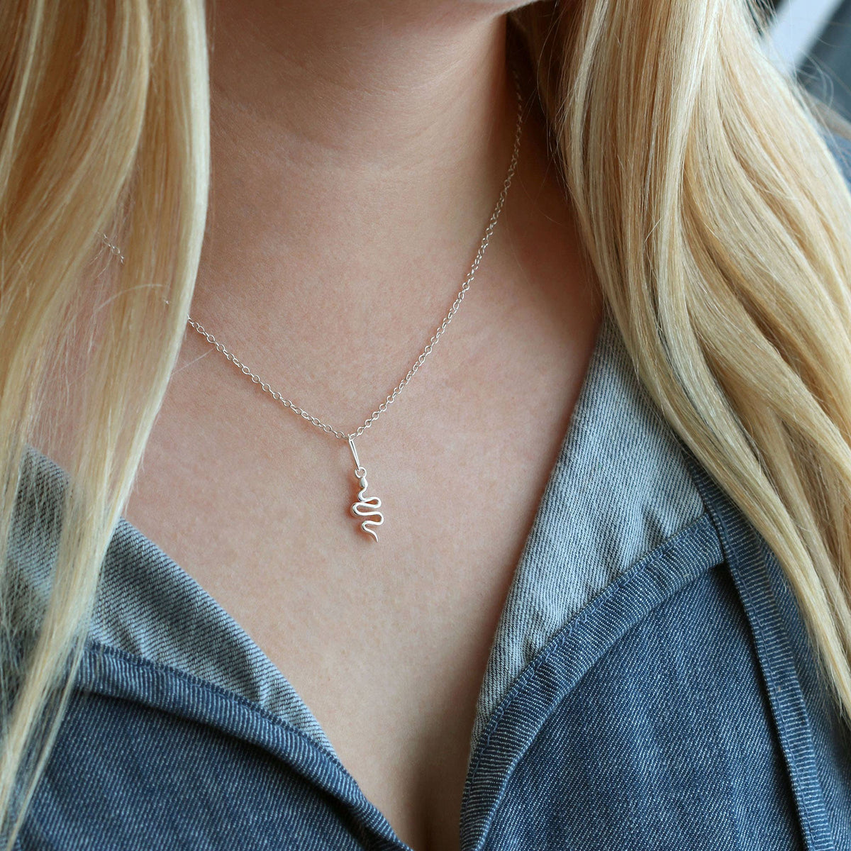 Snake Charm Necklace 18K Gold Vermeil | Sterling Silver Charm Gold Filled | Sterling Silver Chain 16-18 Inches Nickel Free Ships from CA