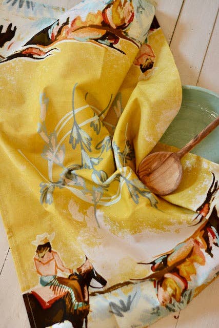 Longhorn Open Range Cowgirl: Western Kitchen Tea Towel